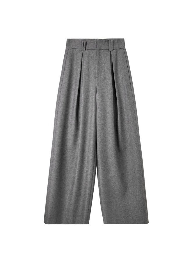 Sentubila High-waisted Slimming Casual Pants For Women, Spring And Autumn Elegant Long Trousers, Loose Wide-leg Pants, Floral Gray, M - Image 3