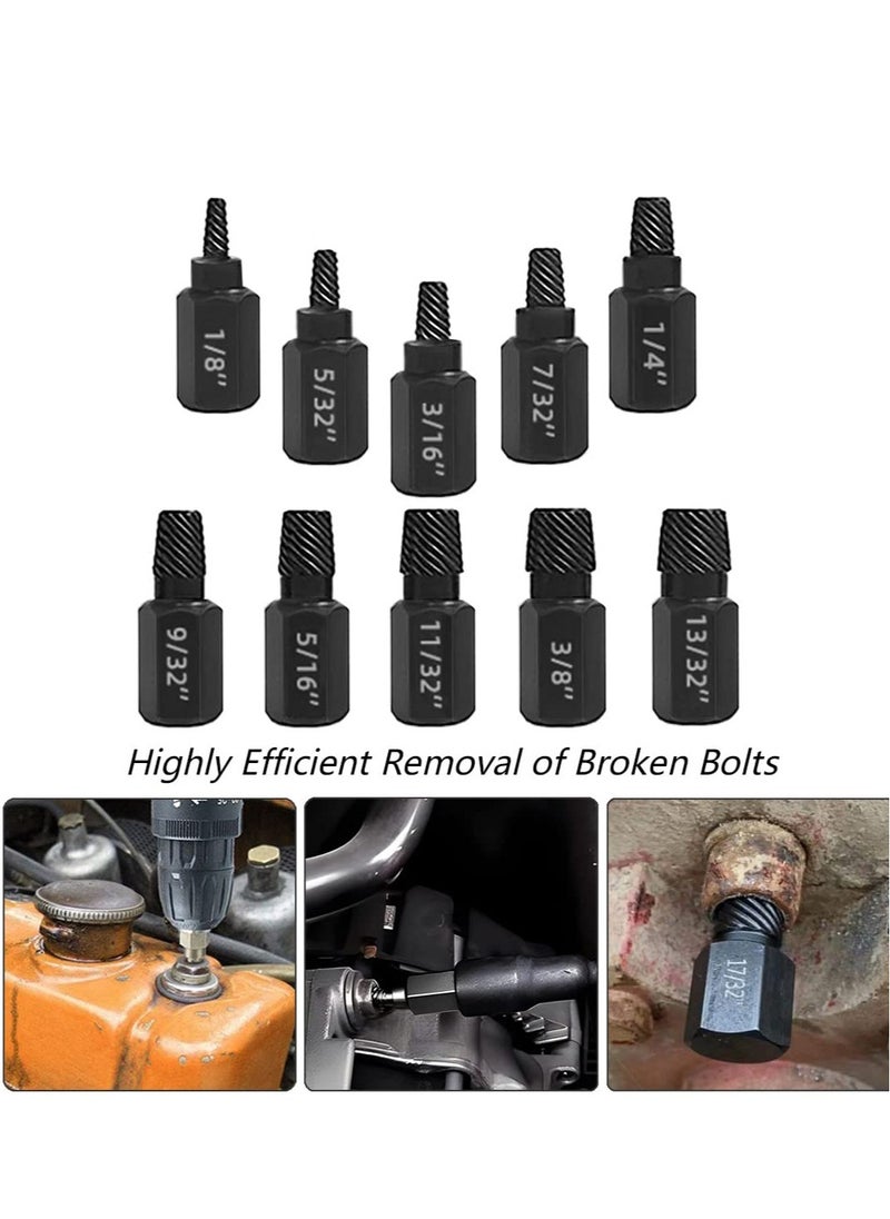 Excefore - Damaged Bolt Extractor Kit, 10 Pcs Heavy-Duty Screw and Bolt Extractor Drill Bit Set, Hex Head Bolt Extractor Set, Easy Removal of Rusty and Broken Bolts for Automobile Repair - Image 1