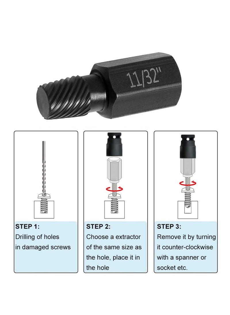 Excefore - Damaged Bolt Extractor Kit, 10 Pcs Heavy-Duty Screw and Bolt Extractor Drill Bit Set, Hex Head Bolt Extractor Set, Easy Removal of Rusty and Broken Bolts for Automobile Repair - Image 1
