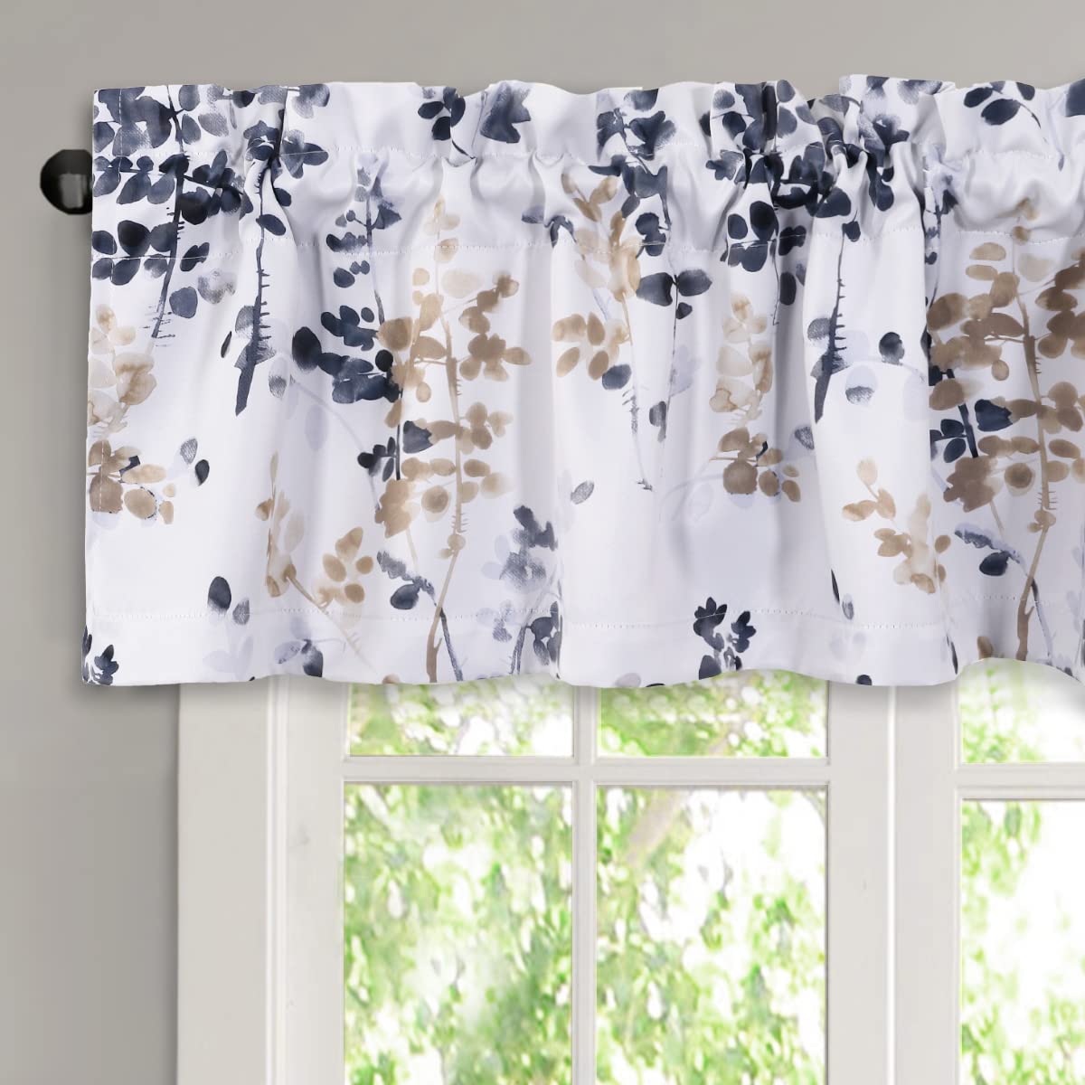 H.VERSAILTEX HVERSAILTEX Valance for Kitchen WindowsBathroomLiving RoomBedroom Blackout Window Valance Thermal Insulated Rod Pocket Valance Curtains 52 W x 18 L 2 Panels Bluestone and Taupe