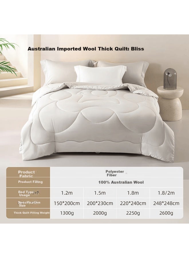 Mengjie Home Textile Australian Imported Wool Quilt Four Seasons Comforter Bliss Gray 220*240cm 1300g - Image 2