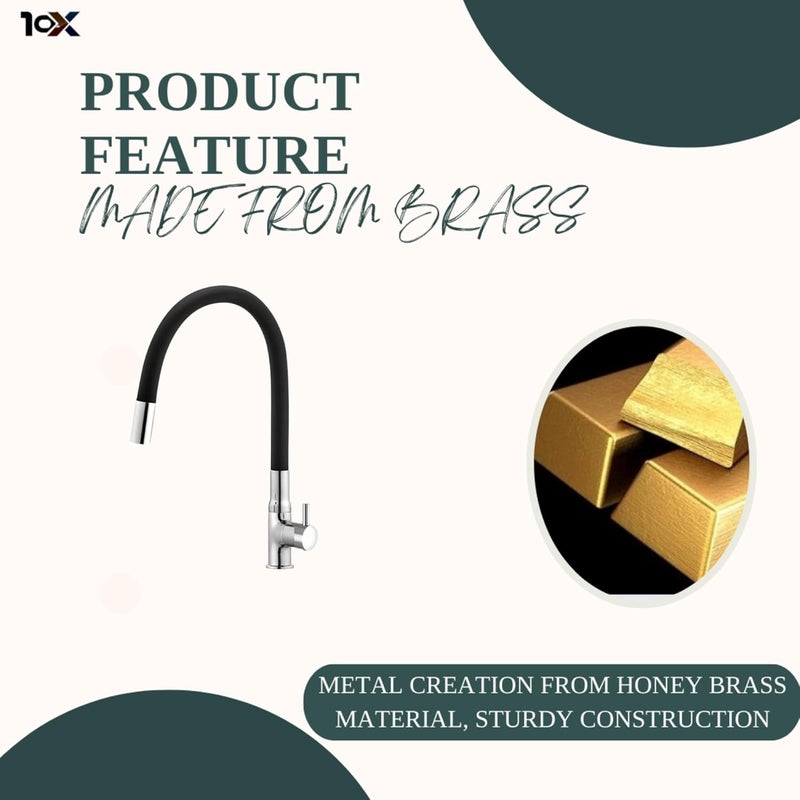 10X Brass Flexible Swan Neck Black Grey Spout BW-1899 for Washbasin/Kitchen Table Mounted - Image 2