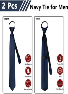 GUDOO Men's Pretied Adjustable Tie Solid Color 3.15'' Zipper Ties Neckties, refer to Wedding, Business, Graduation and School(Set of 2)  - Image 2