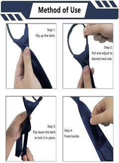 GUDOO Men's Pretied Adjustable Tie Solid Color 3.15'' Zipper Ties Neckties, refer to Wedding, Business, Graduation and School(Set of 2)  - Image 3