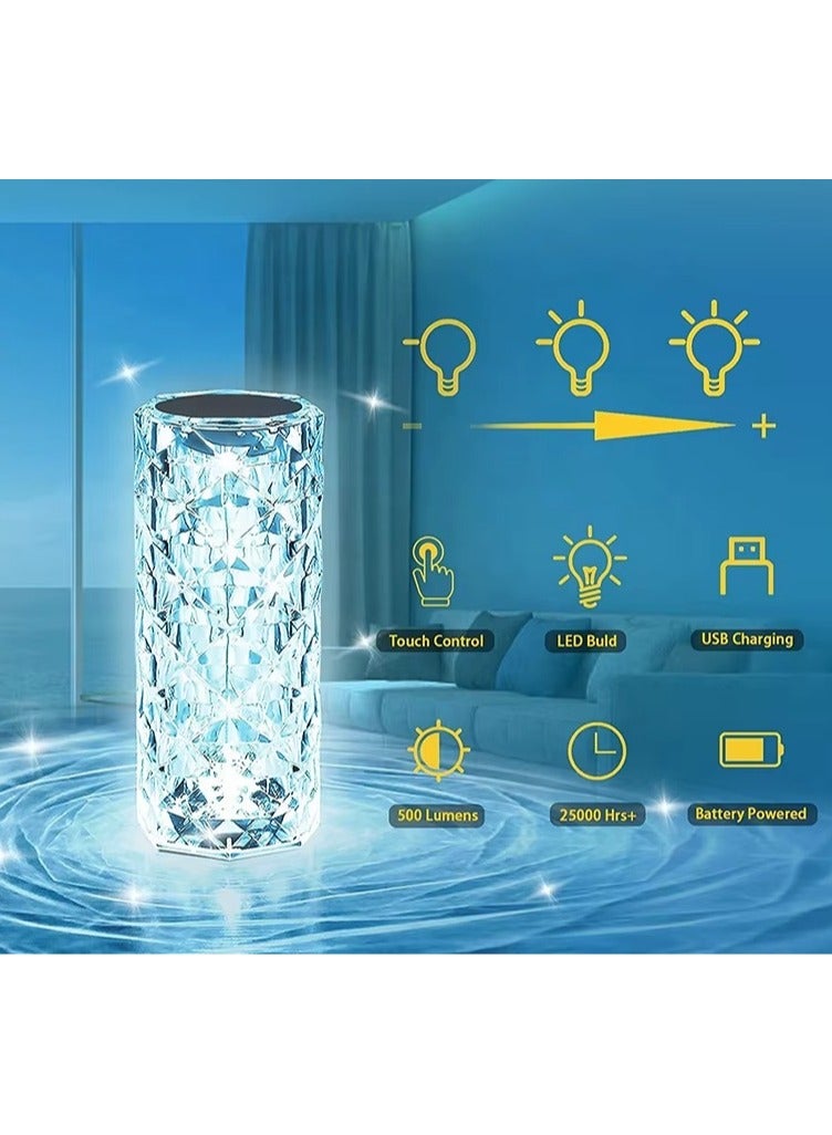 مصباح كريستال ليلي بإضاءة، مزود بتحكم باللمس وجهاز تحكم عن بعد، سطوع قابل للتعديل، RGB بـ ١٦ لونًا، بطارية تدوم ١٢ ساعة، زينة رمضان وعيد، مناسب للمنزل والمطاعم (أسطواني). - view 4