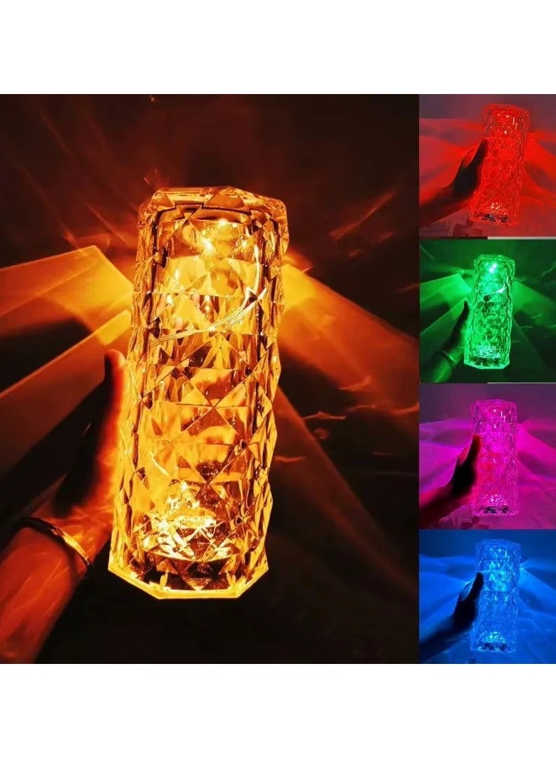 مصباح كريستال ليلي بإضاءة، مزود بتحكم باللمس وجهاز تحكم عن بعد، سطوع قابل للتعديل، RGB بـ ١٦ لونًا، بطارية تدوم ١٢ ساعة، زينة رمضان وعيد، مناسب للمنزل والمطاعم (أسطواني). - view 2