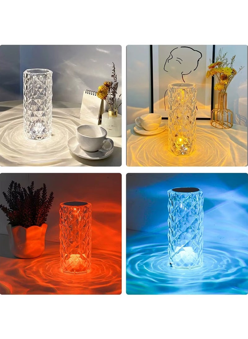 مصباح كريستال ليلي بإضاءة، مزود بتحكم باللمس وجهاز تحكم عن بعد، سطوع قابل للتعديل، RGB بـ ١٦ لونًا، بطارية تدوم ١٢ ساعة، زينة رمضان وعيد، مناسب للمنزل والمطاعم (أسطواني). - view 3