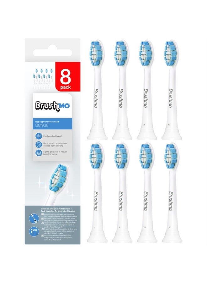 Brushmo Replacement Toothbrush Heads Compatible with Philips Sonicare Optimal Gum Health HX9033, White 8 Pack. - Image 1