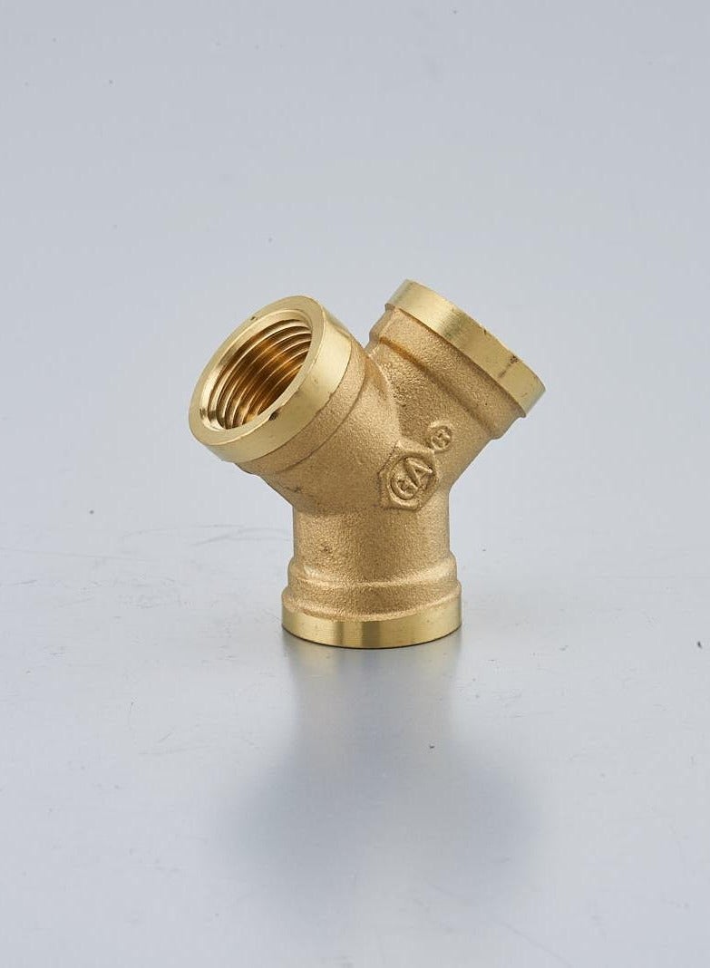 GA  2 Pcs set,   Female-Y- Tee 1/2 inch Brass Plumbing Fittings Set, High-Purity Copper Alloy, BSPT Thread Standard- - Image 1