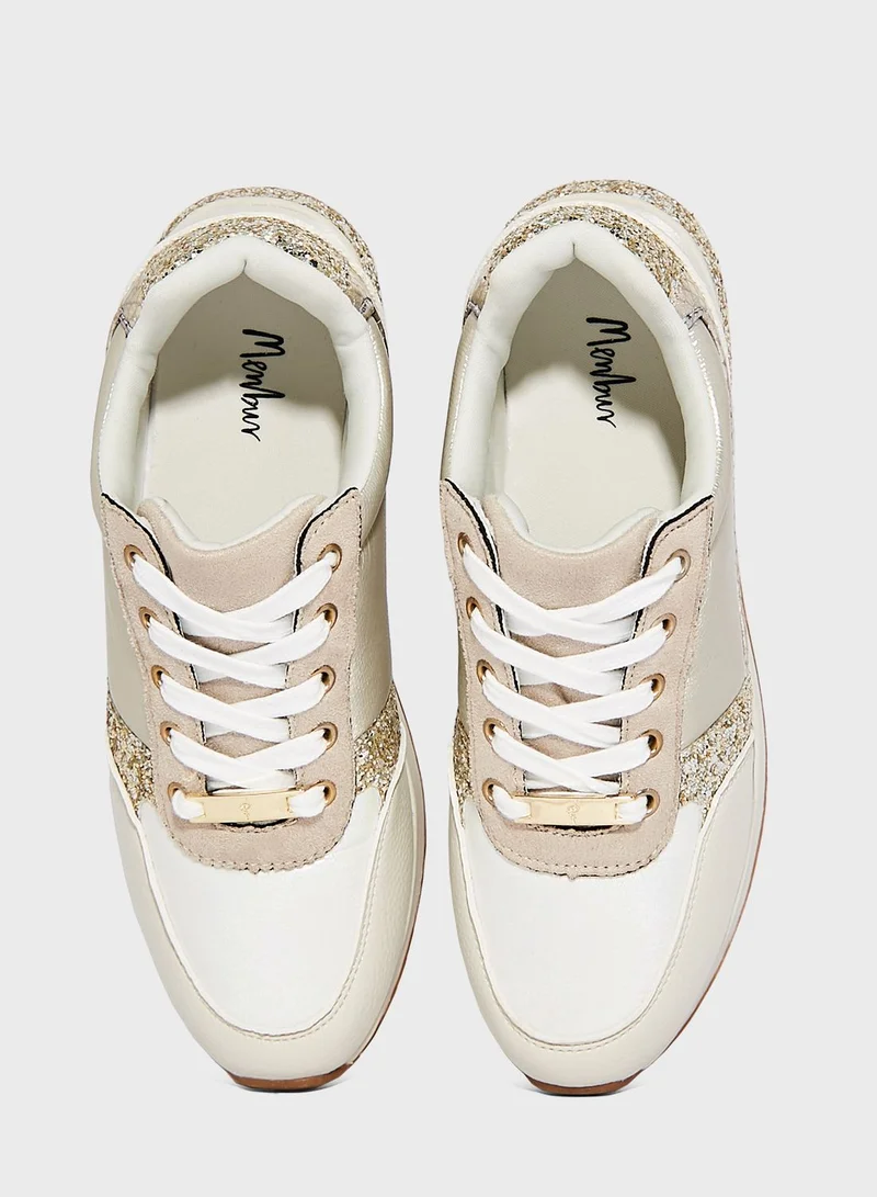 منبور Lace Up Low Top Sneakers