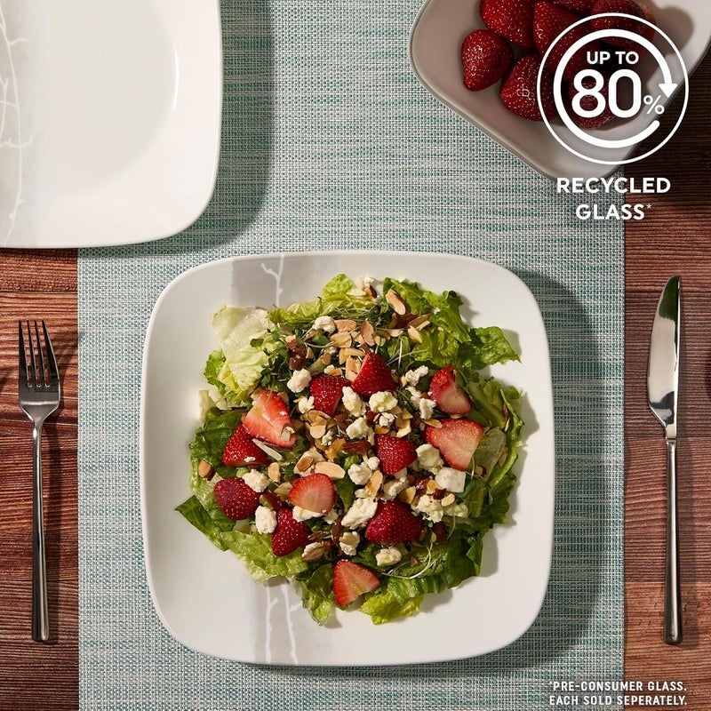 Corelle Vitrelle 18 Piece Glass Dinnerware Sets Rectangular Square Plate and Bowl Set Service for 6 Triple Layer Chip  Crack Resistant Glass Plate and Bowl Sets Wandering Grove - Image 5