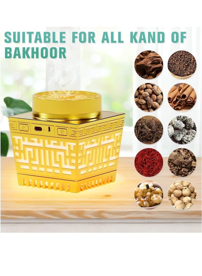 ELTRAZONE 2-in-1 Bluetooth Quran Speaker & Electric Bakhoor Burner – Portable USB Rechargeable Oud Diffuser with APP Control, LED Lighting & Aromatherapy Function – Gold Multifunctional Islamic Gift for Car, Home, Office, Ramadan, Eid & Daily Decor Use - Image 4