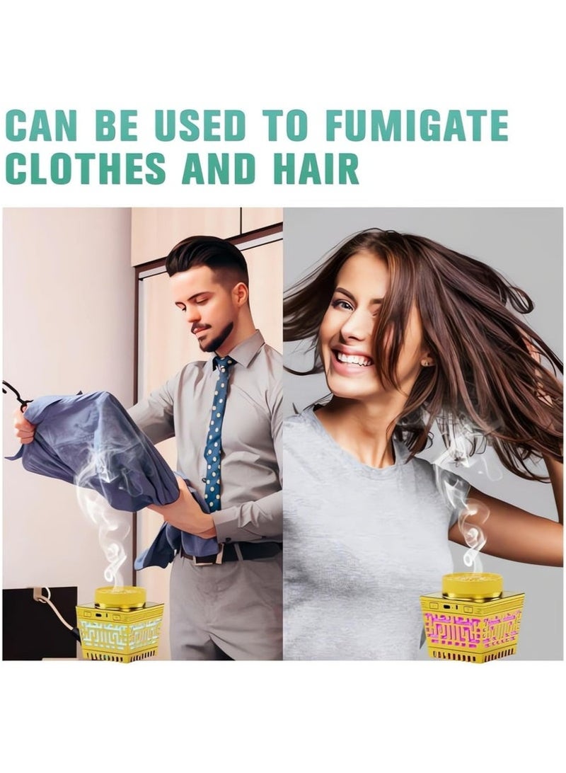 ELTRAZONE 2-in-1 Bluetooth Quran Speaker & Electric Bakhoor Burner – Portable USB Rechargeable Oud Diffuser with APP Control, LED Lighting & Aromatherapy Function – Gold Multifunctional Islamic Gift for Car, Home, Office, Ramadan, Eid & Daily Decor Use - Image 5