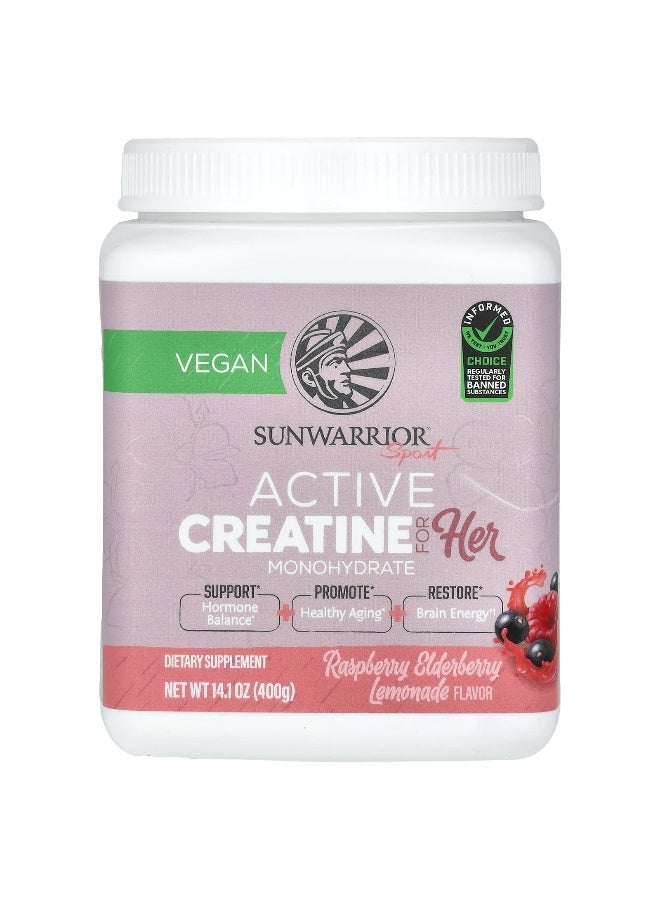 Sunwarrior, Sport, Active Creatine For Her, Raspberry Elderberry Lemonade, 14.1 oz (400 g) - Image 1