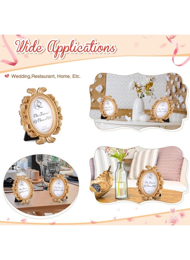Vicenpal Vicenpal 60 Pieces Vintage Picture Frame Antique Photo Frame Baroque Place Card Photo Holder Mini Picture Frame Beaded Photo Frame Resin Oval Frame Display Frame Christmas Holiday Decor, Gold  - Image 5