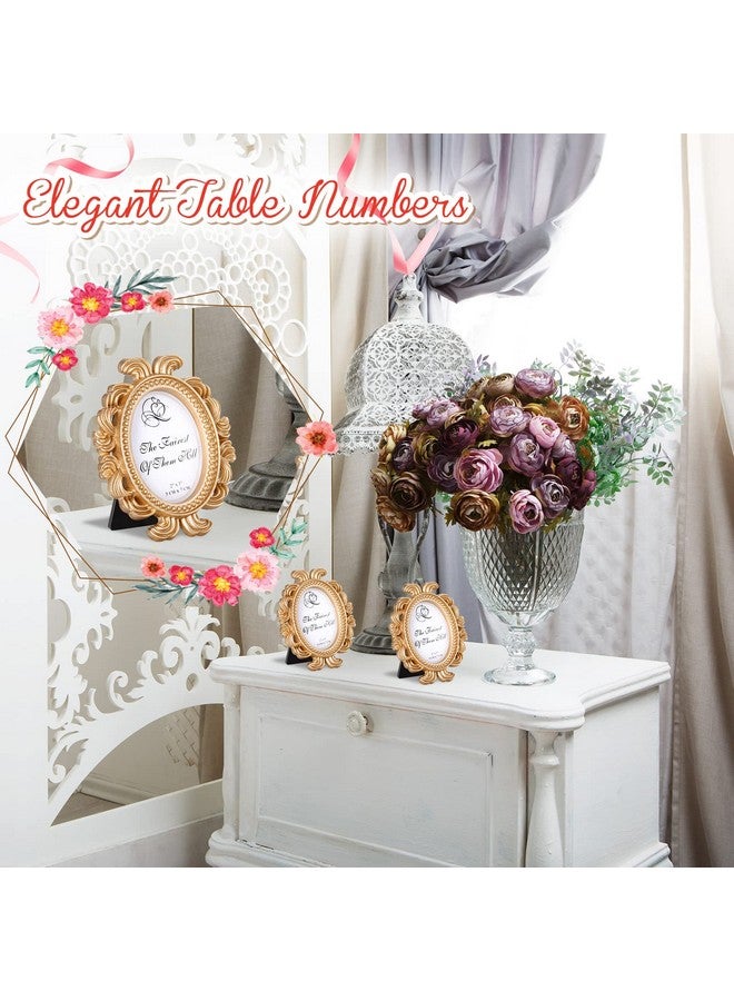 Vicenpal Vicenpal 60 Pieces Vintage Picture Frame Antique Photo Frame Baroque Place Card Photo Holder Mini Picture Frame Beaded Photo Frame Resin Oval Frame Display Frame Christmas Holiday Decor, Gold  - Image 4