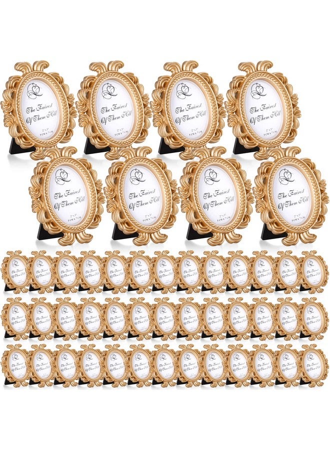 Vicenpal Vicenpal 60 Pieces Vintage Picture Frame Antique Photo Frame Baroque Place Card Photo Holder Mini Picture Frame Beaded Photo Frame Resin Oval Frame Display Frame Christmas Holiday Decor, Gold  - Image 1