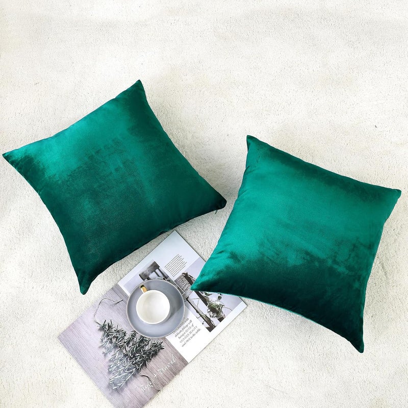 NiNi ALL Decorative Throw Pillow Covers Velvet 24x24 Inch Pack of 2 Teal Cushion Covers Soft for Couch Sofa Bedroom Living Room Outdoor - Image 2