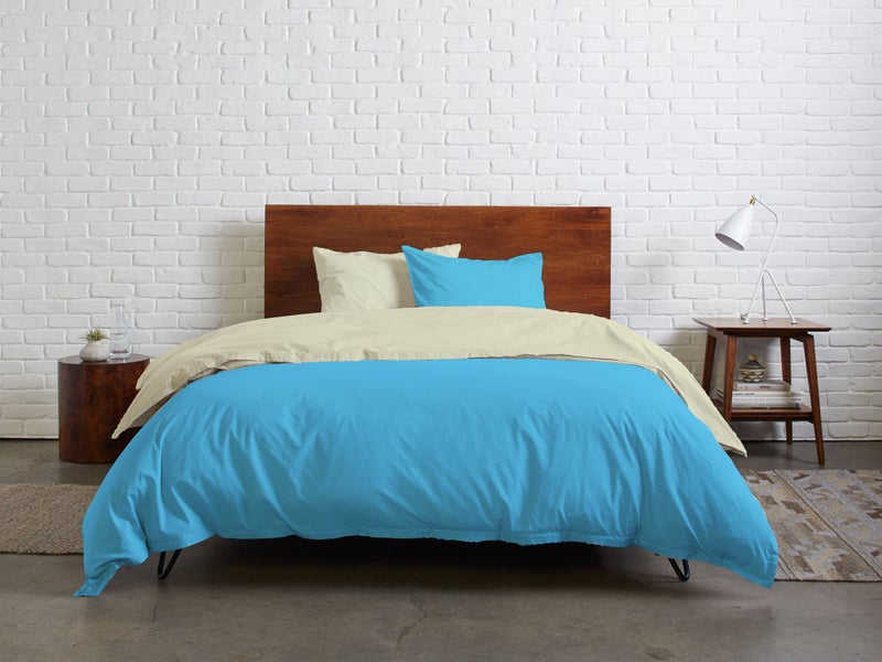 Tigers Trade Lines Quilt cover set from Mix Catalogue - Cotton - 3 pieces - for main rooms and youth rooms (turquoise - off white, for king size 160 cm (Main Rooms))
