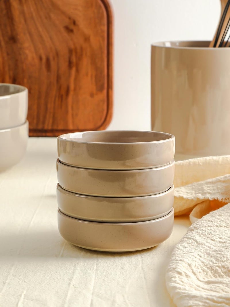 Famiware famiware Milkyway Ceramic Soy Sauce Dish Dipping Bowls Set of 6 Dipping Sauce BowlsDishes 4oz Small Serving Bowls for Side Dishes Condiment Sushi Appetizer Dessert Cinnamon Brown  - Image 5