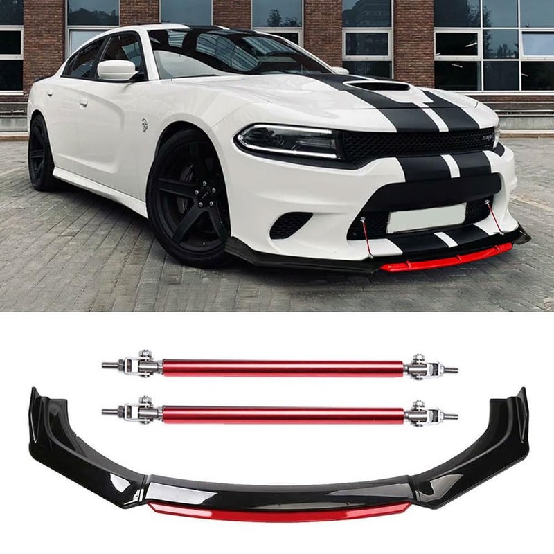DREAMIZER Universal Front Bumper Lip Chin Spoiler Splitter Diffuser Protector Body Kit with Splitter Rod Compatible with Toyota Honda Accord Civic Nissan Mazda and More - Image 3