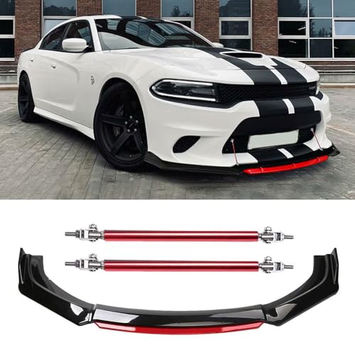 DREAMIZER Universal Front Bumper Lip Chin Spoiler Splitter Diffuser Protector Body Kit with Splitter Rod Compatible with Toyota Honda Accord Civic Nissan Mazda and More - Image 1