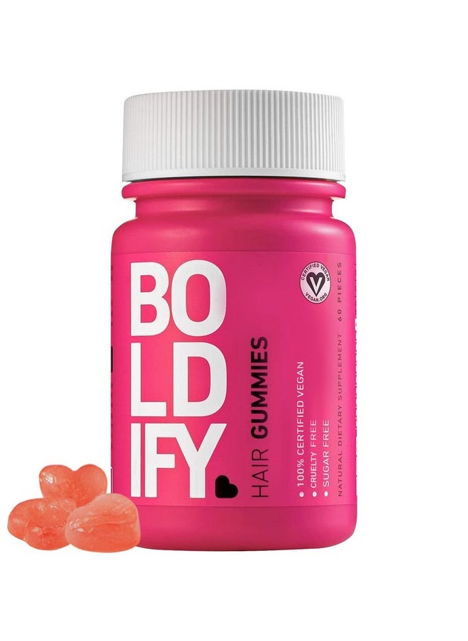 Boldify - Sugar Free Biotin Gummies Fast Acting Vegan Hair Skin And Nails Vitamins For Hair Growth Natural Strawberry Hair Growth Gummies 5000Mcg Biotin/Serving 30 Day Supply - Image 1