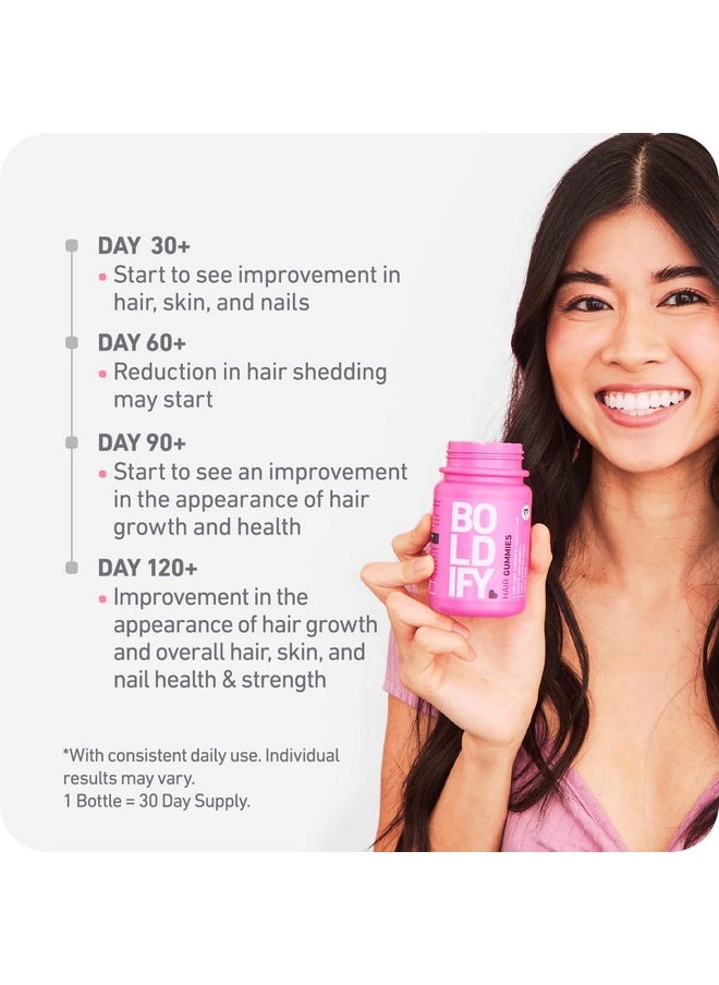 Boldify - Sugar Free Biotin Gummies Fast Acting Vegan Hair Skin And Nails Vitamins For Hair Growth Natural Strawberry Hair Growth Gummies 5000Mcg Biotin/Serving 30 Day Supply - Image 1