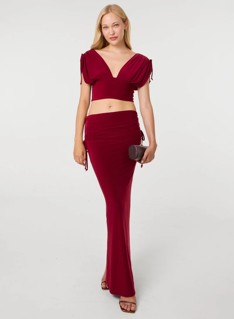 Pink Vanilla  Ruched Shoulder Crop Top for Women | Best Price UAE