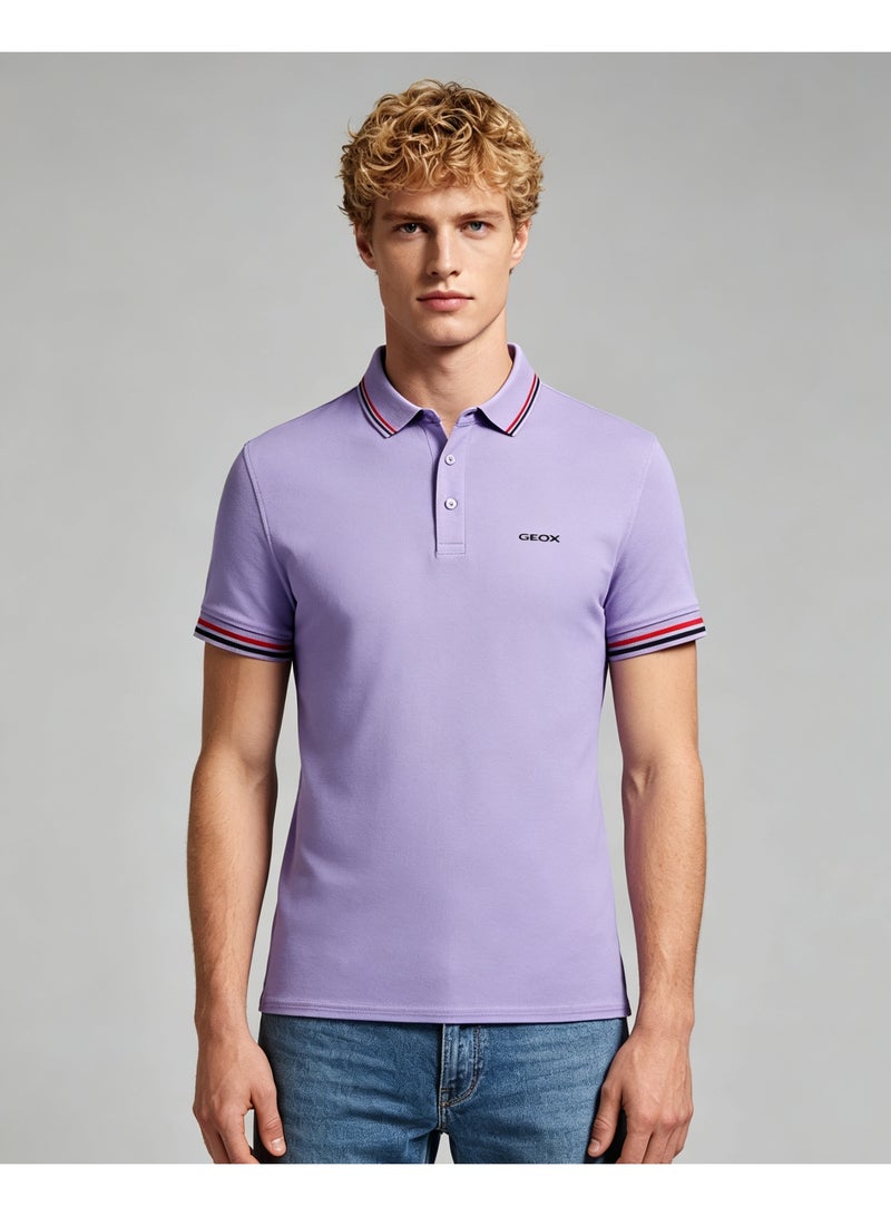 GEOX Unisex Short Sleeve Polo Shirt Casual Daily Office Wear Purple - Image 1
