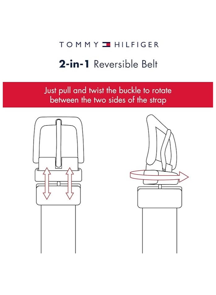 Tommy Hilfiger Men's Reversible Leather Belt - 2-in-1
