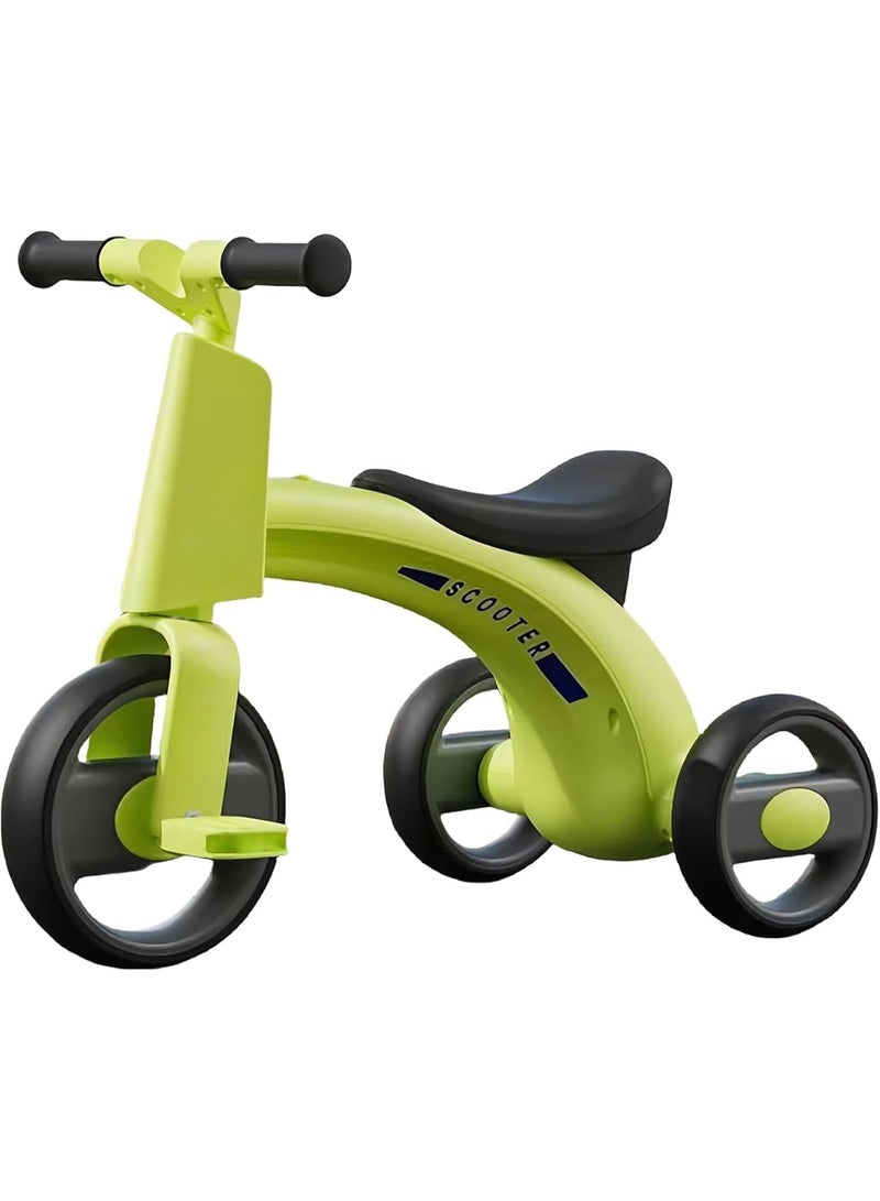 Children's Three Wheeled Tricycle with Wider Seat Anti-Skid Wheels and Music Green - Image 1