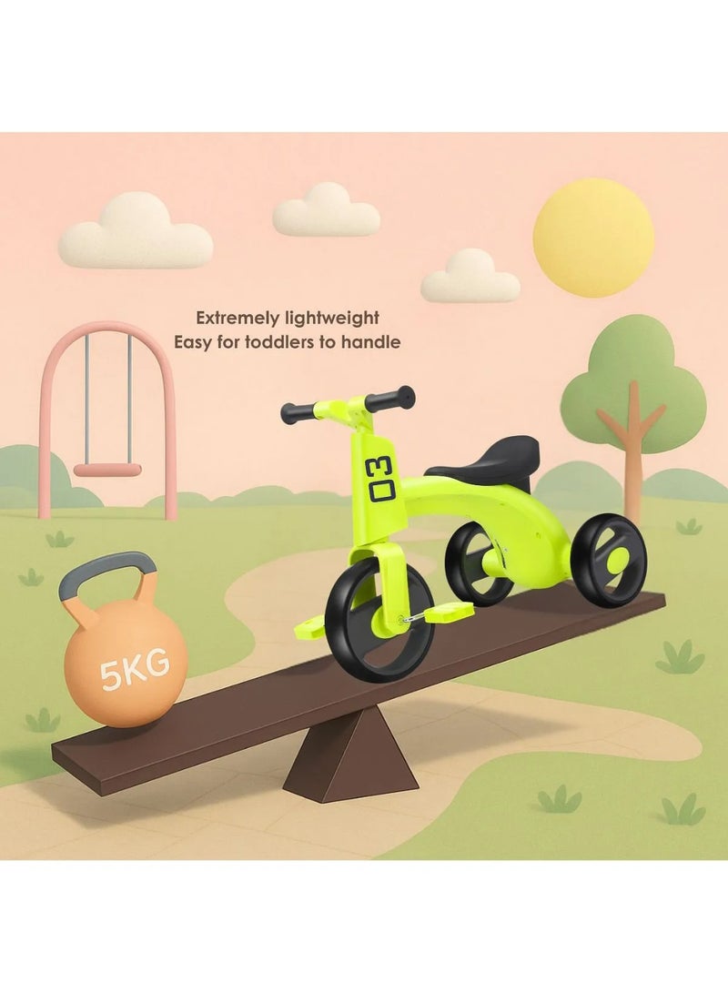 Children's Three Wheeled Tricycle with Wider Seat Anti-Skid Wheels and Music Green - Image 3