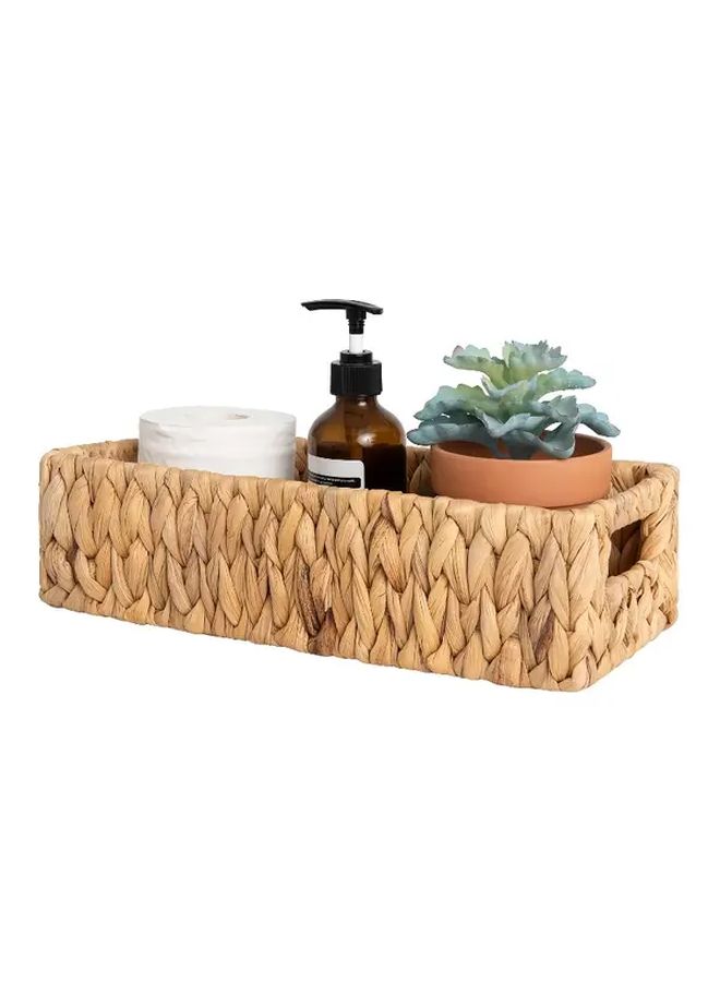 Rattan Storage Basket with Lid 14.17x6.69x3.94 Inch Handwoven Bathroom Organizer Box Open Top Closed Compartment For Toilet Paper Towels Spa Home Decor Durable Wicker Basket Shelf - Image 3