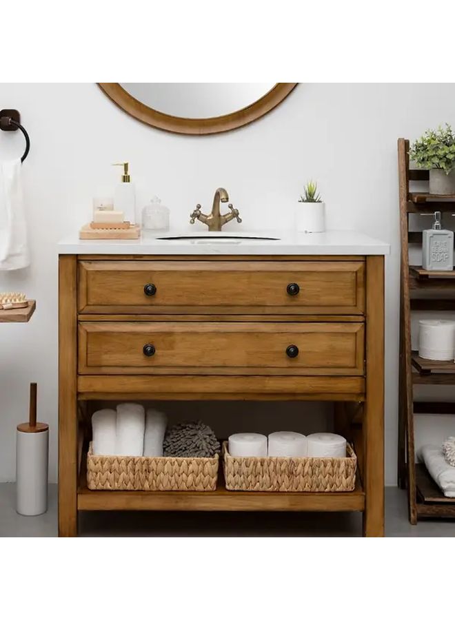 Rattan Storage Basket with Lid 14.17x6.69x3.94 Inch Handwoven Bathroom Organizer Box Open Top Closed Compartment For Toilet Paper Towels Spa Home Decor Durable Wicker Basket Shelf - Image 5
