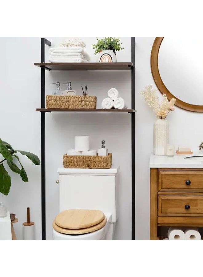 Rattan Storage Basket with Lid 14.17x6.69x3.94 Inch Handwoven Bathroom Organizer Box Open Top Closed Compartment For Toilet Paper Towels Spa Home Decor Durable Wicker Basket Shelf - Image 4