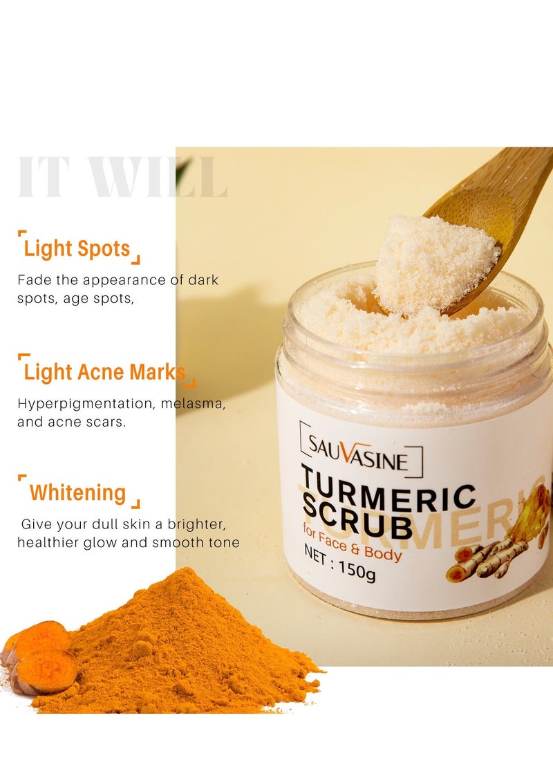SAUVASINE Turmeric Scrub For Face And Body ,Deep Cleansing,Detoxifying,Face Mask For Healthy,Glowing Skin,150g - Image 2