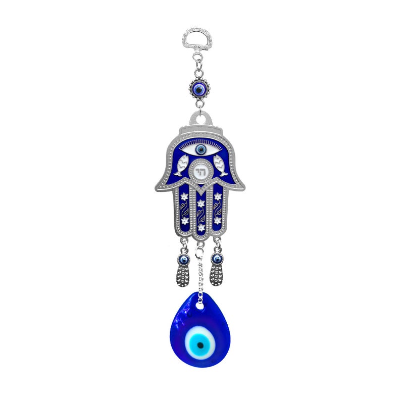Persofine Blue Evil Eye Hanging Decoration Nazar Amulet Wall Hanging Home Protection and Blessing Decor (Hamsa) - Image 1