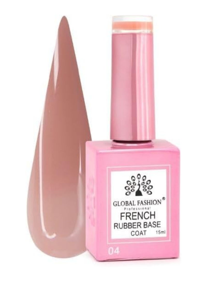 GLOBAL FASHION Professional - GLOBAL FASHION Professional French Rubber Base Coat 15ml: Long-Lasting, Durable, & Chip-Resistant Gel Nail Polish Base Coat for Manicure and Pedicure | (04) - Image 1