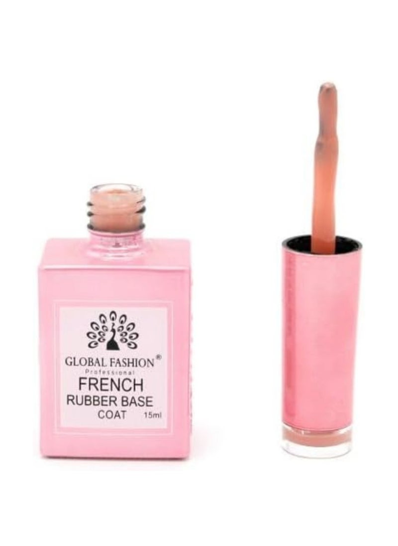 GLOBAL FASHION Professional - GLOBAL FASHION Professional French Rubber Base Coat 15ml: Long-Lasting, Durable, & Chip-Resistant Gel Nail Polish Base Coat for Manicure and Pedicure | (04) - Image 1
