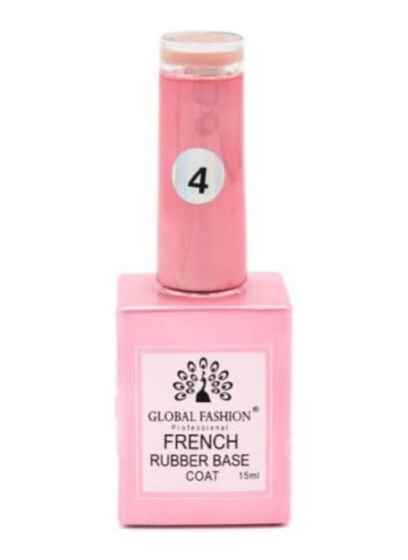 GLOBAL FASHION Professional - GLOBAL FASHION Professional French Rubber Base Coat 15ml: Long-Lasting, Durable, & Chip-Resistant Gel Nail Polish Base Coat for Manicure and Pedicure | (04) - Image 1