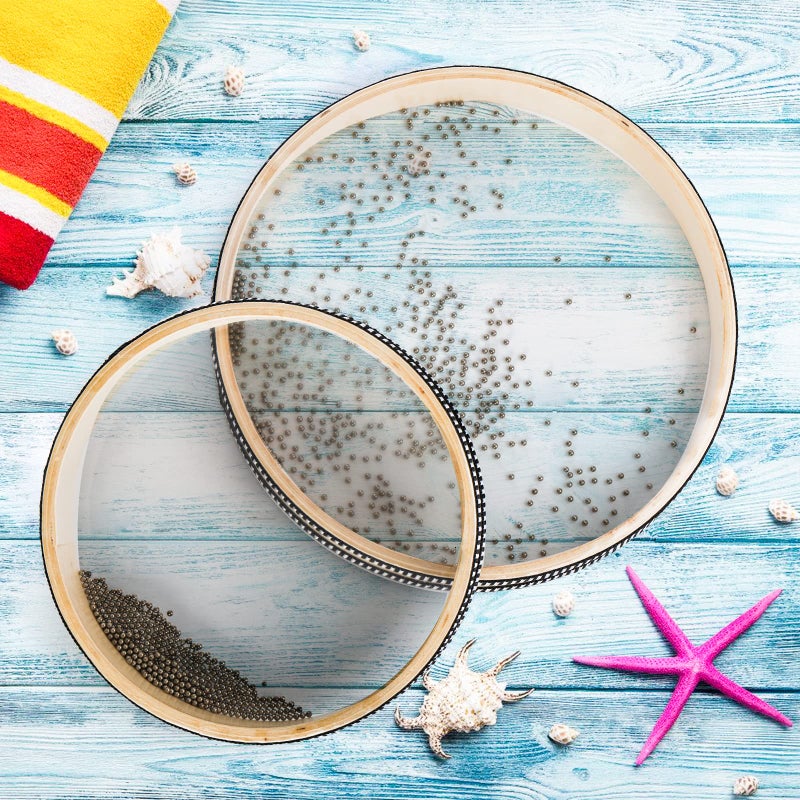 Fasmov طقم فاسموف 4 حبة طبل موجة خرز المحيط، طبل صوت البحر مع هيكل خشبي، طبل صوت المحيط آلة موسيقية إيقاعية لوازم المنزل والمدرسة، 6 بوصة، 8 بوصة، 10 بوصة، 12 بوصة - Image 4