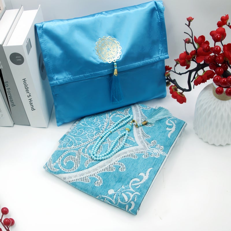 Portable Silk Carpet Gift Set with Bag - Modern Minimalist Square Washable Mat for Travel and Festivals - Image 1