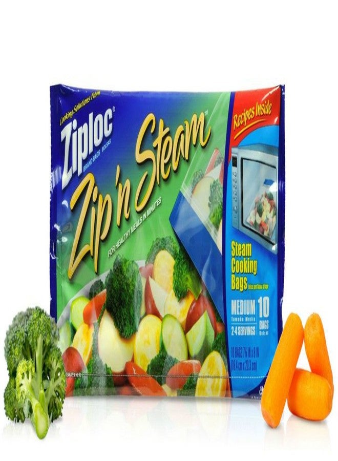 Ziploc Zip 'n Steam Food Storage Bags for Meal Prep, Healthy Meals in Minutes, Microwave Safe, 10 Count - Image 1