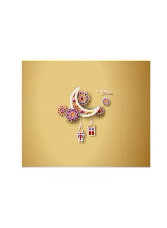 مفرش طاولة مخمل رمضان كريم ذهبي 145x120 سم - Image 2