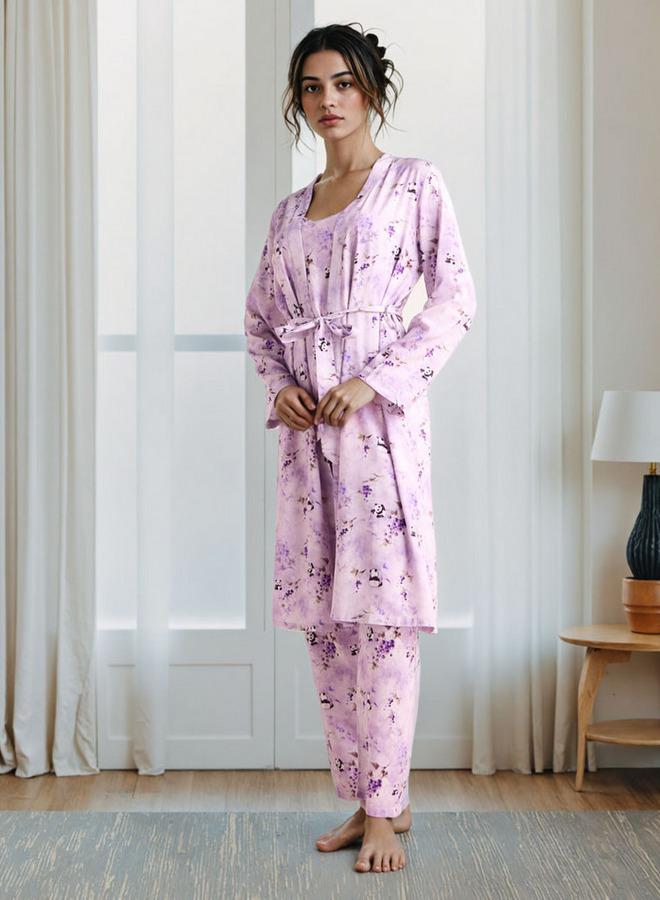 سبلاش فيڤ طقم روب وبيجامة بطبعة كاملة - Image 1