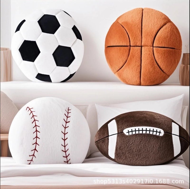 New Product Sports Pillow Fluffy Filled Football Plush Pillow Rugby Soft Filled Basketball Baseball - Image 4