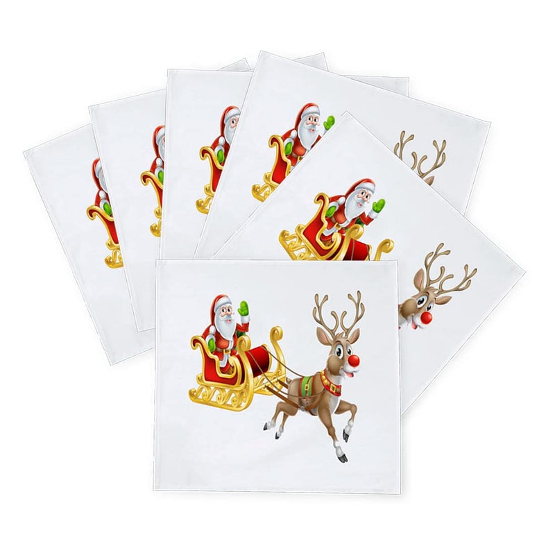 Khakee مناديل طاولة حرير بموضوع عيد الميلاد 6 قطع 10x10 لتزيين عيد الميلاد زينة عيد الميلاد هدية عيد الميلاد xmas21784 - Image 2