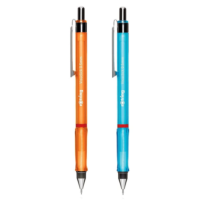 Rotring Visuclick 05mm Mechanical Pencils 2B Lead Orange Blue Barrel Total 2 Pieces - Image 1