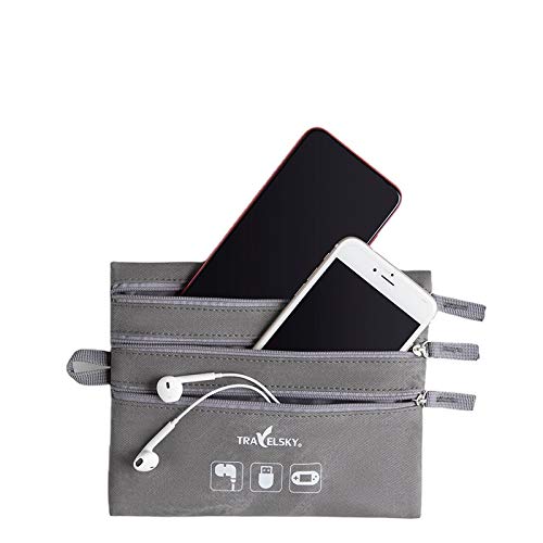 Mount Plus MP-E-Bag Electronic Organizer Travel Universal Cable Organizer Electronics Accessories Cases for Cable, Charger, Phone, USB, SD Card in Grey Color - Image 1